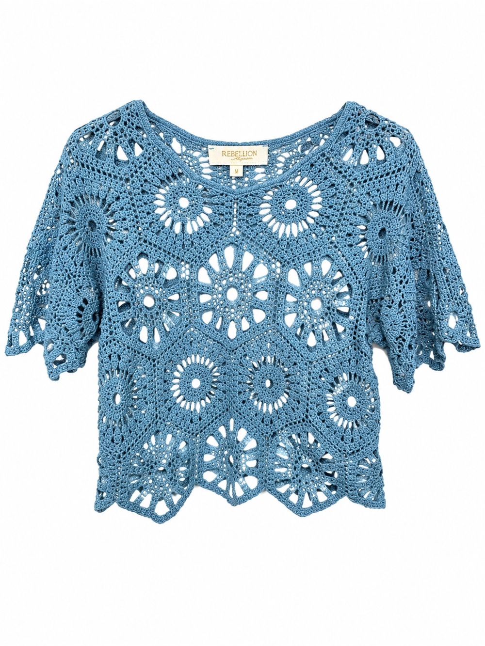 Rebellion Again Crochet Crop Top Boho Festival‎ Fairycore Beachy Coquette Medium